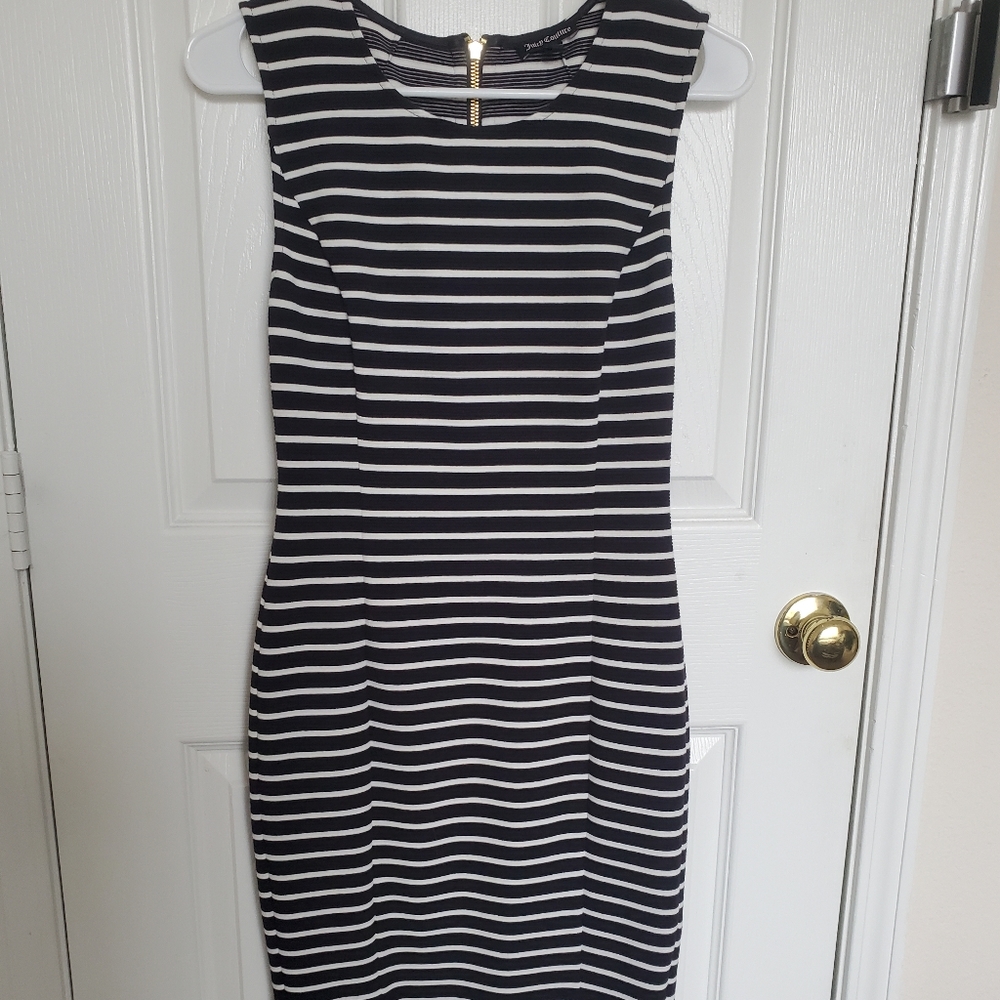 JUICY COUTURE BLACK WHITE STRIPED DRESS